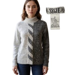 Vintage Swirl Sweater Silk Angora Lambswool Womens Small Holiday Cottage Grandma